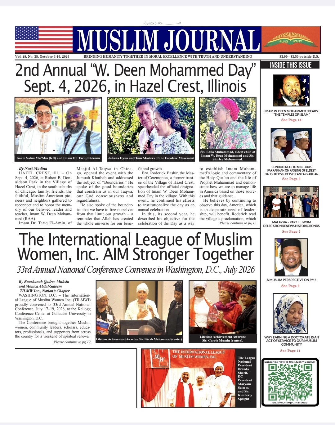 MUSLIM JOURNAL: Vol 49, No 35, OCT 3-16, 2026