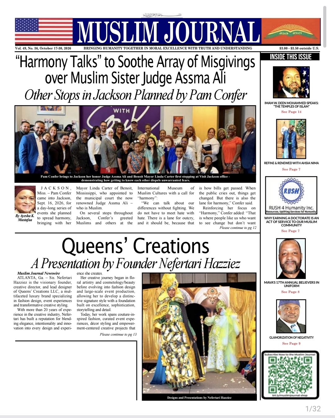 MUSLIM JOURNAL: VOL 49, NO 36, OCT 17-30, 2026